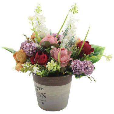 Imagem de Arranjo De Flores Hortênsia E Rosas Artificiais 28cm