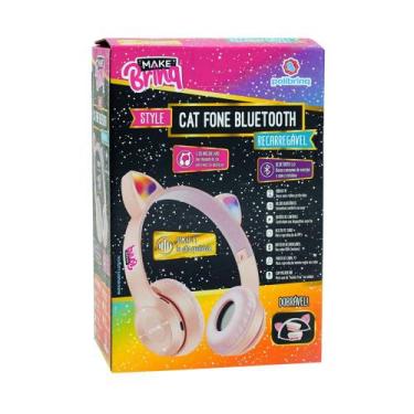 Imagem de Fone De Ouvido Bluetooth Orelha Gato Cinza Polibrinq