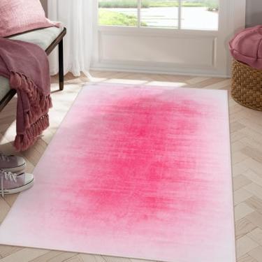 Imagem de Collive Tapete lavável 7,5 x 12,5 cm, tapete rosa choque para quarto de meninas, moderno, ombré, antiderrapante, tapete macio e fofo para quarto de bebê infantil para cabeceira, sala de jogos,