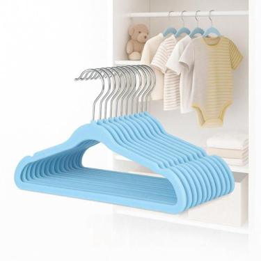 Imagem de Cabide de Veludo Infantil Kit 20 Cabides Slim Antideslizante Para Roup