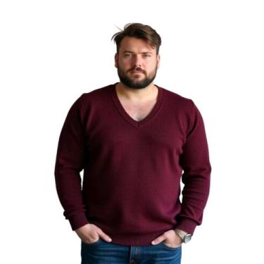 Imagem de Blusa Grossa Masculino Plus Em Tricot Frio Casaco - KantyLan, Bordô, G