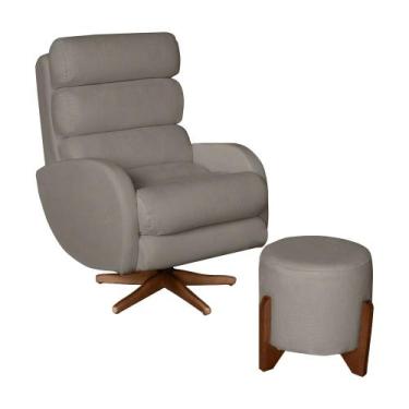 Imagem de Poltrona Amamentação Maitê Premium Com Balanço Puff Redondo - Bebê Com