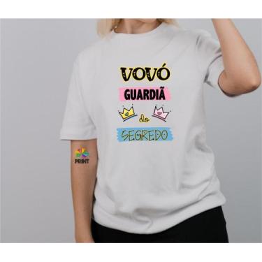 Imagem de Camiseta Adulto VOVÓ GUARDIÃ do Segredo  Est.  Rosa Azul- Chá Revelaçã
