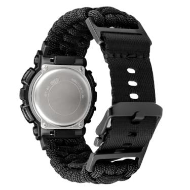 Imagem de Abanen Pulseira de relógio trançada de nylon com fivela de segurança ajustável para Casio gshock DW-5600/8900, GA-100/GW-B5600/GB-5600 /GW-6900 (preto)