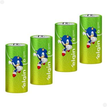 Imagem de 4 Pilhas Bateria D Elgin Grande Alcalina LR20 2 Cartelas Original 1.5V