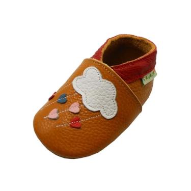 Imagem de SAYOYO Sapatos infantis de couro para bebês com sola macia e sola para bebês, Marrom, 0-6 Months Infant
