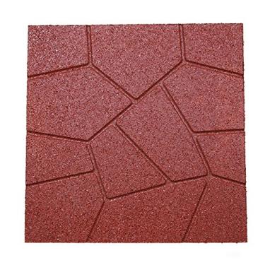 Imagem de RevTime Pavimentadora de borracha de jardim de dois lados 40,6 x 40,6 cm para pavimentadora de pátio, pedra de degrau e caminho, azulejo de borracha de segurança vermelho (6 peças por pacote)