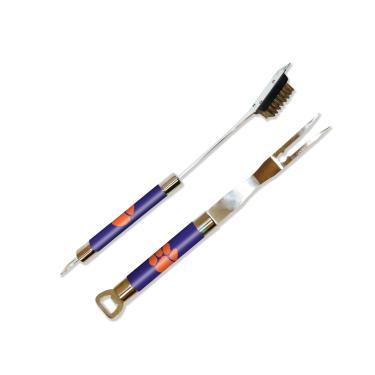 Imagem de NCAA Clemson Tigers Conjunto de limpador de garfo e grelha para churrasco