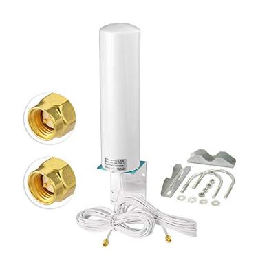 Imagem de Superbat Antena MIMO omnidirecional 10dbi 4G LTE externa para montagem na parede à prova d'água com 2 conectores SMA/TS9 para roteadores hotspot, câmera de trilha, etc.