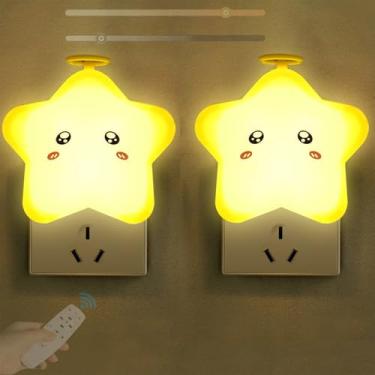 Imagem de Luz noturna com estrela LED, luz de parede infantil, controle remoto, temporizador, plugue, lâmpada de parede, regulável, bonito, arandela, presentes de Natal, decoração de quarto, presente para