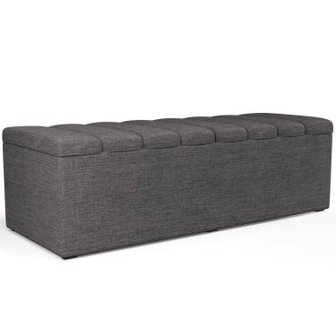 Imagem de Calçadeira Recamier Baú Para Cama De Casal King Dália 195x50 Cm W01 Linho Cinza Escuro - Lyam