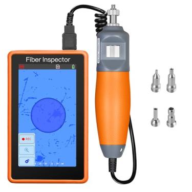 Imagem de Orange A-600 Handheld 400x Fibra Óptica End Face Detector Lupa Microscópio Fibra Óptica 12.7 cm Tela sensível ao toque de alta definição para SC/FC/ST/LC UPC Macho/fêmea Interface Fiber Inspector (A