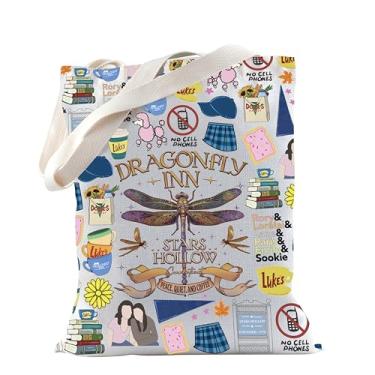 Imagem de TSOTMO Bolsa sacola vazada com estrelas Dragonfly Inn da série de TV para fãs de programas de TV Rory Lorelai presente café Luke's Gift, Bolsa Dragonfly