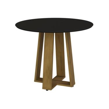 Imagem de Mesa De Jantar Redonda 103cm Multimóveis Cr50043 Carvalho/preta Carvalho/preto