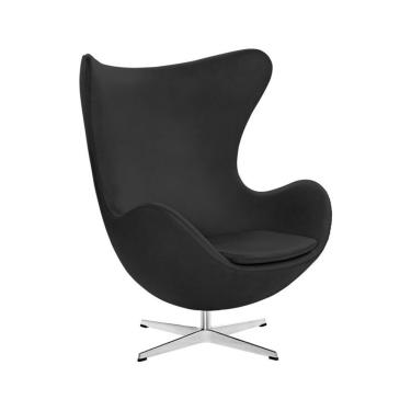 Imagem de Poltrona Egg Sem Puff Base Alumínio Em Sintético Preto Cor Preto