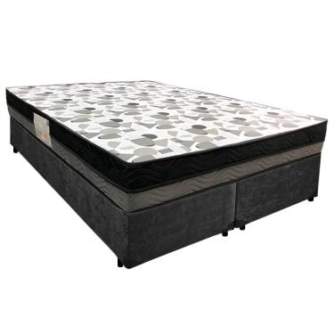 Imagem de Cama Box Casal Suede Bipartido + Colchão Ortobom Iso Dupla Face 60x138x188 Cor:preto