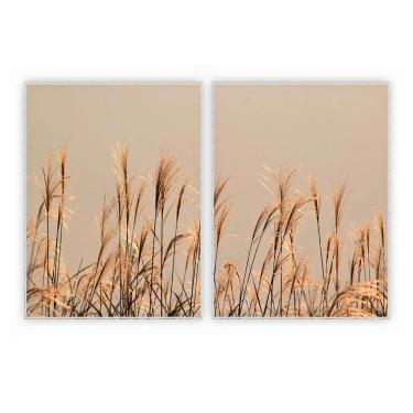 Imagem de Kit Com 2 Quadros Decorativos Florais Com Moldura Para Sala Quarto Escritório 62x822 Fl...