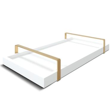 Imagem de Bandeja Decorativa 25x50cm Branca Com Alça Cobre