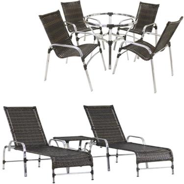 Imagem de 4 Cadeiras E Mesa 2 Espreguiçadeiras E Mesa Trama Original Pedra Ferro