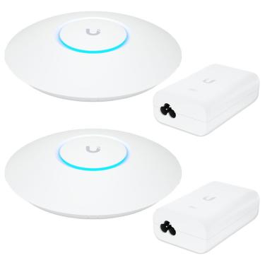 Imagem de 2 Roteadores Wi-fi 6 Access Point 3.0 Gbps + 2 Injetores Poe+ | 2 U6+ Ubiquiti Com 2 Fontes 48v 30w