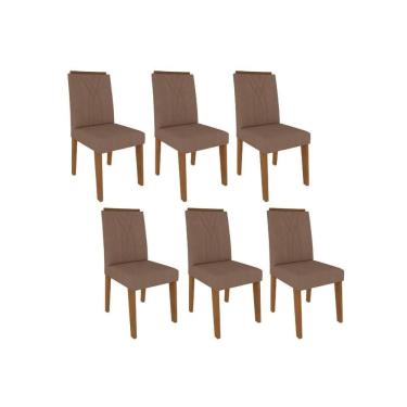 Imagem de Cadeira Sala De Jantar Nicole Kit 6 Un Savana/suede Pluma - Cimol