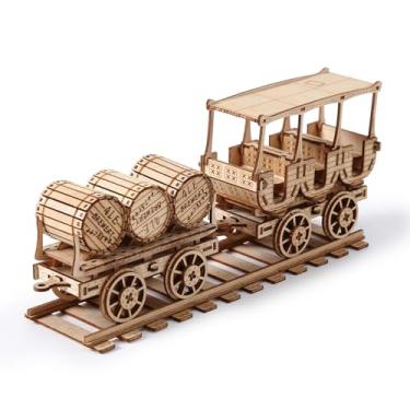 Imagem de Hallisun Puzzle 3D de madeira para adultos, kit de modelo mecânico de camião de barril de vinho em 3D, conjunto de construção de camião de vinho para fazer você mesmo, presentes de aniversário e