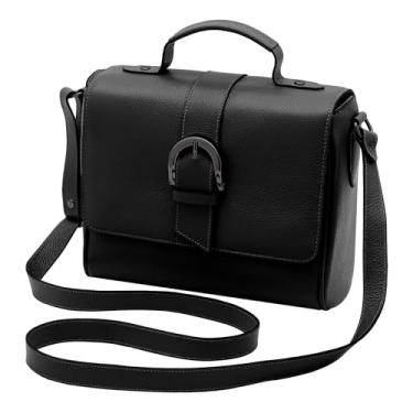 Imagem de Bolsa Transversal Feminina de Couro Bovino Legítimo Mariart Sauípe (Preta)