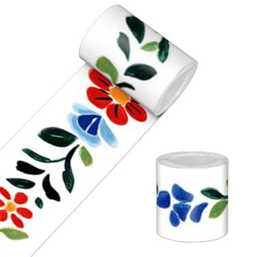 Imagem de HOMETITUTE Borda de papel de parede 10 x 496 cm descasque e cole borda de parede autoadesivo arte popular floral acabamento de parede para armário de cozinha lavanderia espelho moldura de papel