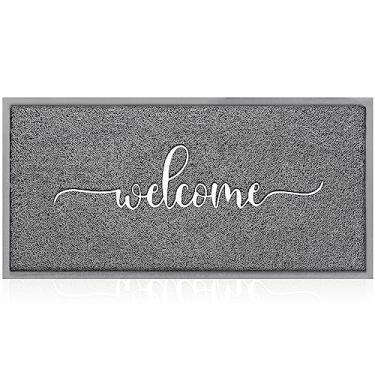 Imagem de AAZZKANG Capacho Longo Antiderrapante Para Entrada Frontal, 48" X 18" Áreas Externas, Ultra Absorvente De Lama, Fácil Limpar, Em Alto Tráfego, Cinza