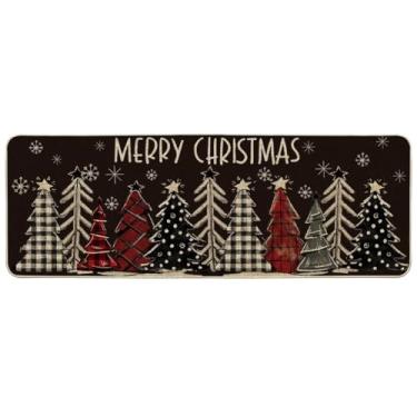 Imagem de Artoid Mode Capacho Preto Com Estampa De Árvores Natal, Decoração Para Casa, Inverno, Feriados, Tapete Discreto Áreas Internas E Externas, 17 X 47 Pol.