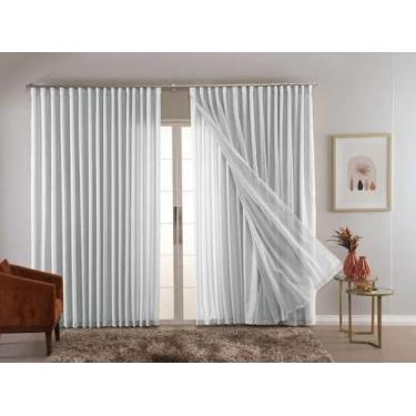 Imagem de Cortina Trilho Suíço Forro com Voil Branca 6.00 x 2.70 - Bella Moda