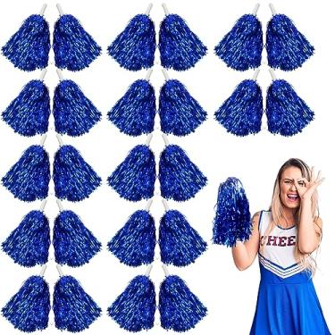 Imagem de Lovecheer 24 Peças De Pompons Azuis Para Torcida, Metálicos, Com Alça, Torcida Esportiva, Festa, Dança, Performance, Adultos