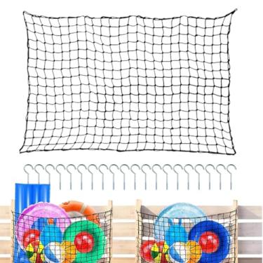 Imagem de Rede Organizadora De Brinquedos Para Piscina | Organizador de Brinquedos Flutuantes para Piscina - Saco Resistente Com 20 Ganchos Parafusados Para Equipamentos Infláveis, Bolas, Cadeiras E