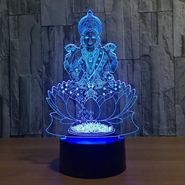 Imagem de Tvoip Lâmpada Noturna 3D Com 7 Cores Que Muda De Cor, Luz Bulbo, Ilusão Visual Led Para Crianças, Brinquedo, Presentes Natal E Aniversário (Buda)