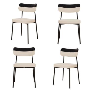 Imagem de Cadeira Mynna Fixa C/4 Pes 525 X 470 X 790 Mm C/4 Un. Crt.areia/courino Preto Crt Areia/courino Preto