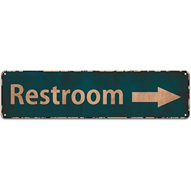 Imagem de LINStore Placa De Seta Para Banheiros, Placas Metal Vintage Portas Escritórios, Empresas E Restaurantes, 4X16"