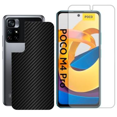 Imagem de Película Hidrogel + Adesivo Fibra De Carbono Para Poco M4 Pro 5g- Preta