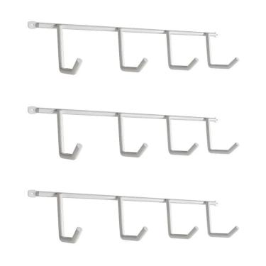 Imagem de Kit Com 3 Suportes Porta Vassouras Isabela Com 4 Ganchos Branco