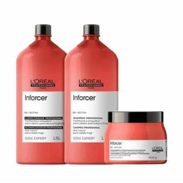 Imagem de Kit loreal inforcer shampoo e condicionador 1500 ml e máscara 500 gr -