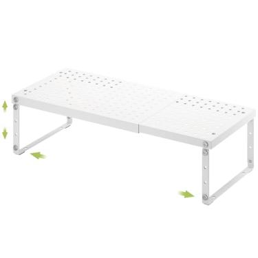 Imagem de RUILALIFE Prateleira organizadora de armário expansível com altura ajustável, suporte empilhável para bancada de cozinha, suporte de prateleira ajustável para balcão de cozinha, despensa, armário