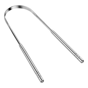 Imagem de Raspador de língua em aço inoxidável formato u  hálito fresco e higien