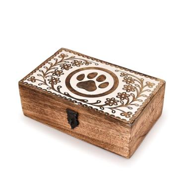 Imagem de Mahasu Caixas de joias com design de pata de madeira de manga - caixa de bugigangas femininas - joias multiuso baú de tesouro caixa de armazenamento decorativa (20,3 cm x 12,7 cm x 7,6 cm)