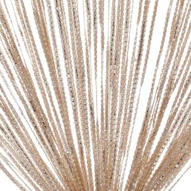 Imagem de Cortina de porta com contas com tela de braguilha 99,37 x 78,74 cortinas penduradas com borlas para portas para divisórias, janelas, portas, champanhe, cortinas decorativas