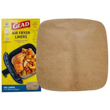 Imagem de Glad Forros de fritadeira a ar, antiaderentes e resistentes ao calor, material de grau alimentício, adequado para fritadeiras redondas e quadradas, acessórios de fritadeira de ar, 23 x 23 cm - 100