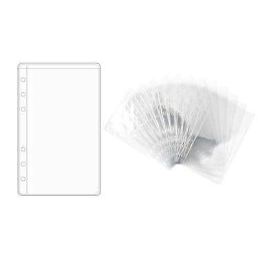 Imagem de NatSumeBasics 12 bolsos para fichário A6 a6 envelopes econômicos para fichário transparente para fichário de 6 anéis, protetores de folhas organizadoras de fotos e notas de dinheiro (A6, transparente)