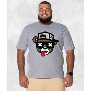 Imagem de Camiseta Estampada Tamanho Grande Plus Size Urso Boné Bolado - Hs, Cin