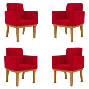 Imagem de Kit 4 Cadeiras Reforçada Escritório Poltrona vermelho