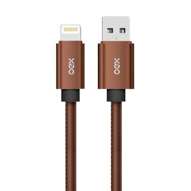 Imagem de Cabo Lightning Oex em Couro 1M CC100 Café
