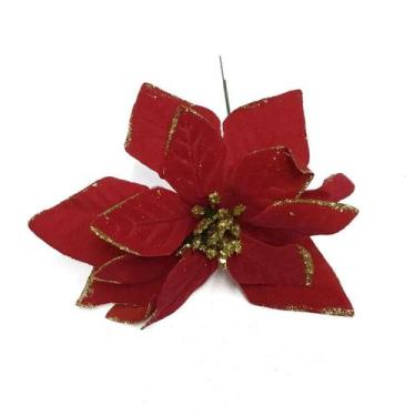 Imagem de Enfeite Decorativo Galho Flor C/ Glitter 15cm Vermelho - Niazitex, VER