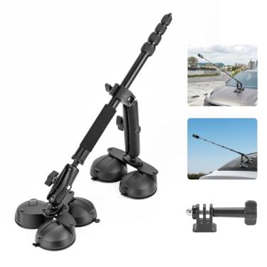 Imagem de BRDRC Suporte de carro com ventosa para Insta360 X5 X4 X3, kit de montagem de para-brisa de janela com haste de extensão de 1,5 m, bastão de selfie para Insta 360 X5 X4 X3 X2 X ONE RS, para DJI OSMO